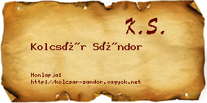 Kolcsár Sándor névjegykártya
